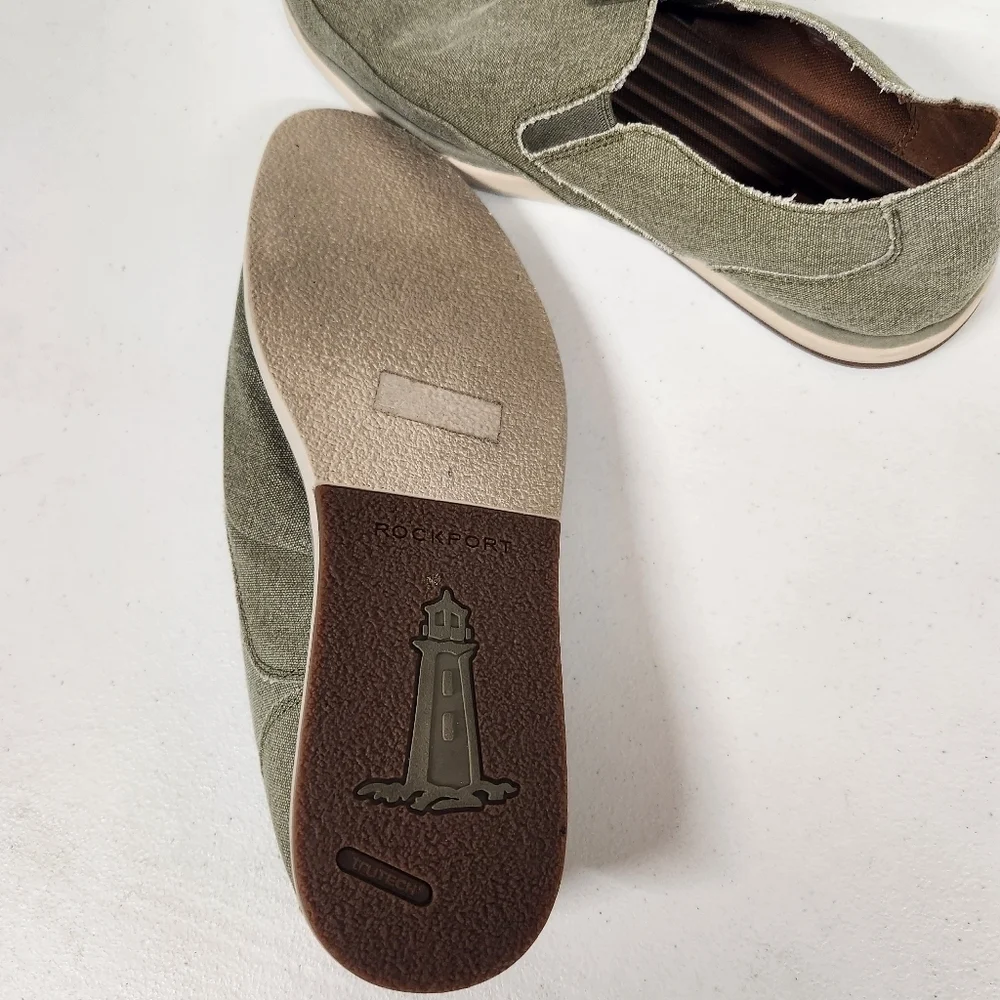 3/$25 Rockport slip on casual canvas loafers mens size 12